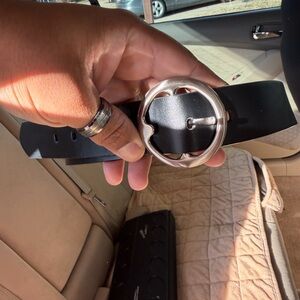 Calvin Klein Black Belt with Silver Buckle